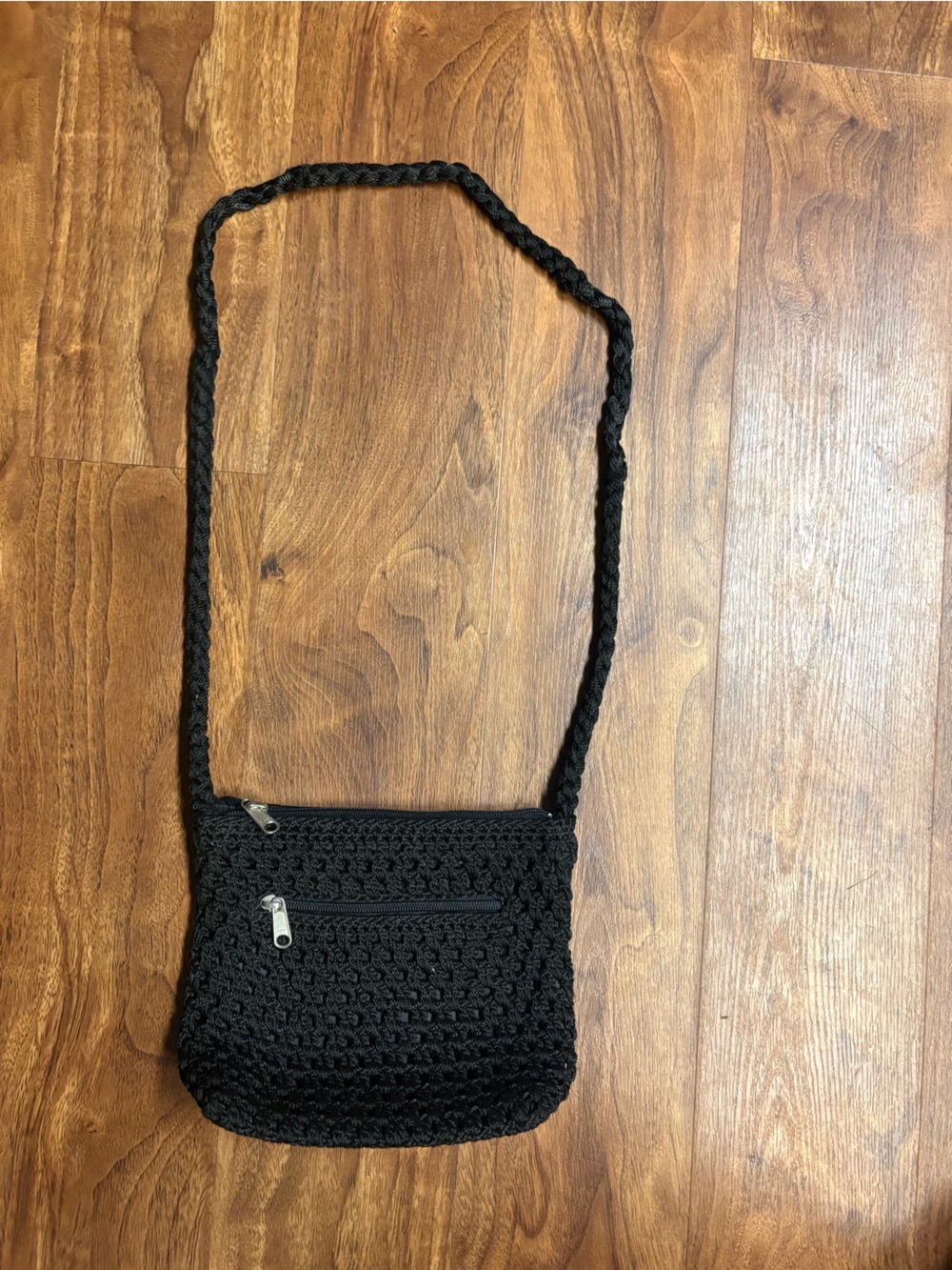 Lina Black Handwoven Crossbody Bag with Braided Strap